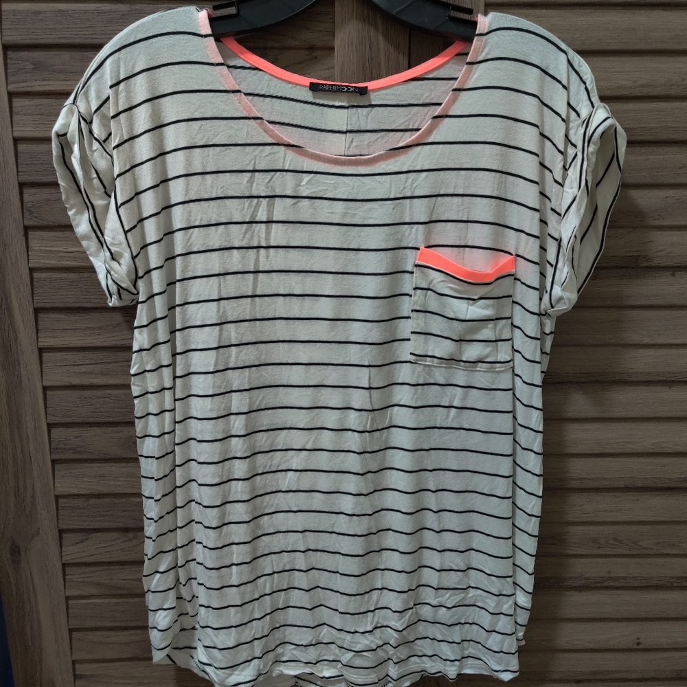 Papermoon black/white stripe top